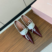 ALAIA 26S LACE-UP HEELED 105 MM IN DARK RED AND WHITE GLOSSY CALFSKIN