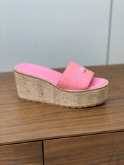 DIOR 25S DWAY WEDGE SLIDE 90 MM IN PINK CALFSKIN