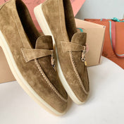 Loro Piana Dark Brown Suede Summer Charms Walk Loafers