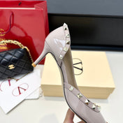 VLTN ROCKSTUD HEELS 25S 60 MM IN SOFT LILAC BEIGE GLOSSY LEATHER