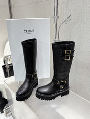 CELINE 26S KNEE-HIGH BOOTS IN BLACK CALFSKIN