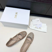 DIOR 26S BALLET FLAT IN GOLD LAMINATED LAMBSKIN AND GLITTER