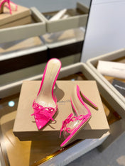 GIANVITO ROSSI 26S HEELED SANDALS 105 MM IN PINK PATENT CALFSKIN