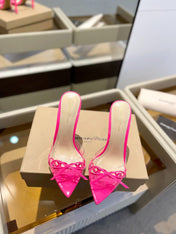 GIANVITO ROSSI 26S HEELED SANDALS 105 MM IN PINK PATENT CALFSKIN