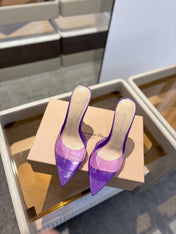 GIANVITO ROSSI 26S HEELED SANDALS 105 MM IN PURPLE CALFSKIN