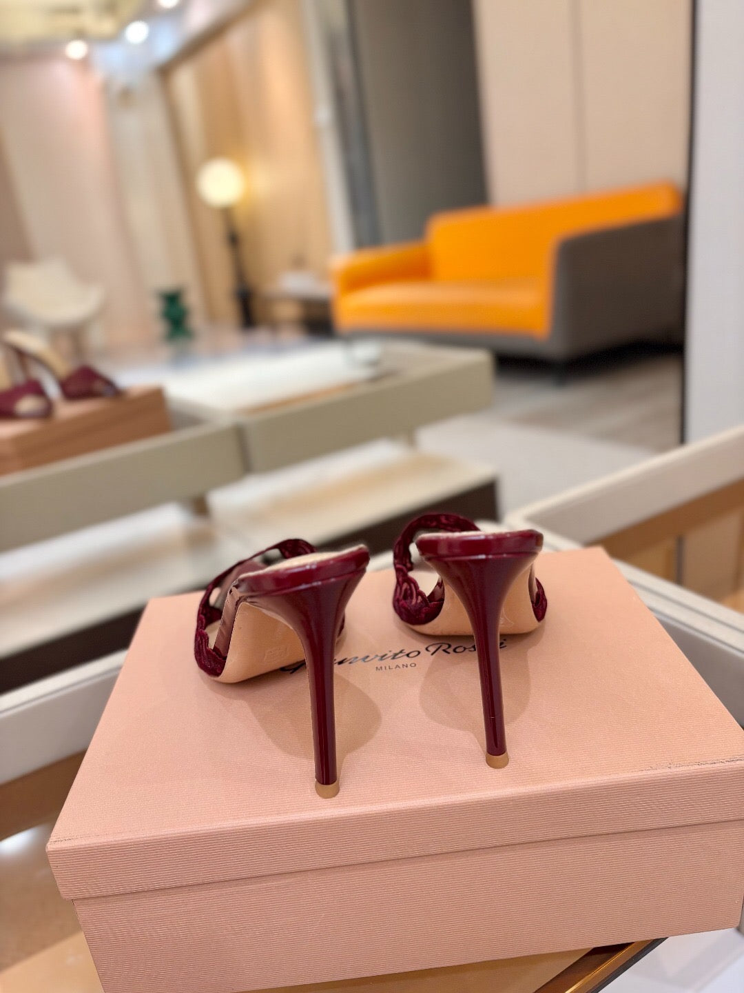 GIANVITO ROSSI 26S HEELED SANDALS 105 MM IN DARK RED LACE AND LAMBSKIN