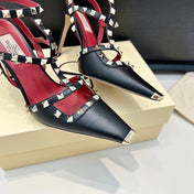 VALENTINO 26S ROCKSTUD SLINGBACK PUMPS 100 MM IN BLACK CALFSKIN