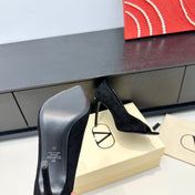 VALENTINO 26S PEEP-TOE HIGH HEELS 100 MM IN BLACK SUEDE