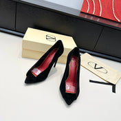 VALENTINO 26S PEEP-TOE HIGH HEELS 100 MM IN BLACK SUEDE