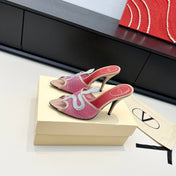 VALENTINO 26S SNAKE STRAP SANDALS 100 MM IN BEIGE CALFSKIN AND PINK MESH