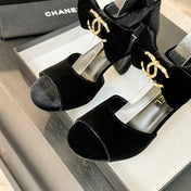 HIGH SANDAL OPEN TOE IN BLACK VELVET