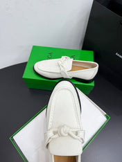 BOTTEGA VENETA 26S LOAFERS IN WHITE GRAINED CALFSKIN