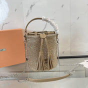 DIAMOND BUCKET BAG 17 IN ECRU BEIGE LAMBSKIN