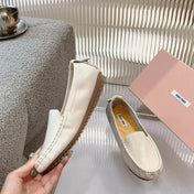 SLIP-ON HAND-SEWN SHOES WHITE CREAM COWHIDE