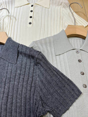 LORO PIANA 26S SHORT SLEEVE KNIT POLO SHIRT 843