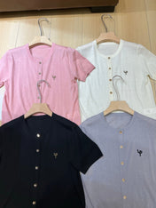 LORO PIANA 26S SHORT SLEEVE CARDIGAN 842
