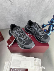 GG RIPPLE SNEAKER IN LIGHT GRAY MIX BLACK LAMBSKIN AND FABRIC