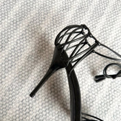 YSL HIGH HEEL 90MM IN BLACK CALFSKIN GOLD HARDWARE