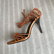 BABYLONE SANDALS 90 IN BLACK TAN LAMBSKIN