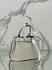 TOTE BAG WITH BELT 32 IN WHITE IMPORTED CALFSKIN