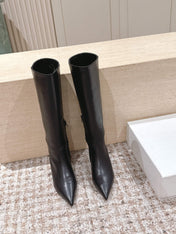 CELINE 26S HIGH-TOP BOOTS 55 MM IN BLACK CALFSKIN