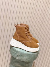 CHLOÉ 26S PLATFORM SOLE BOOTS 68 MM IN BROWN SUEDE