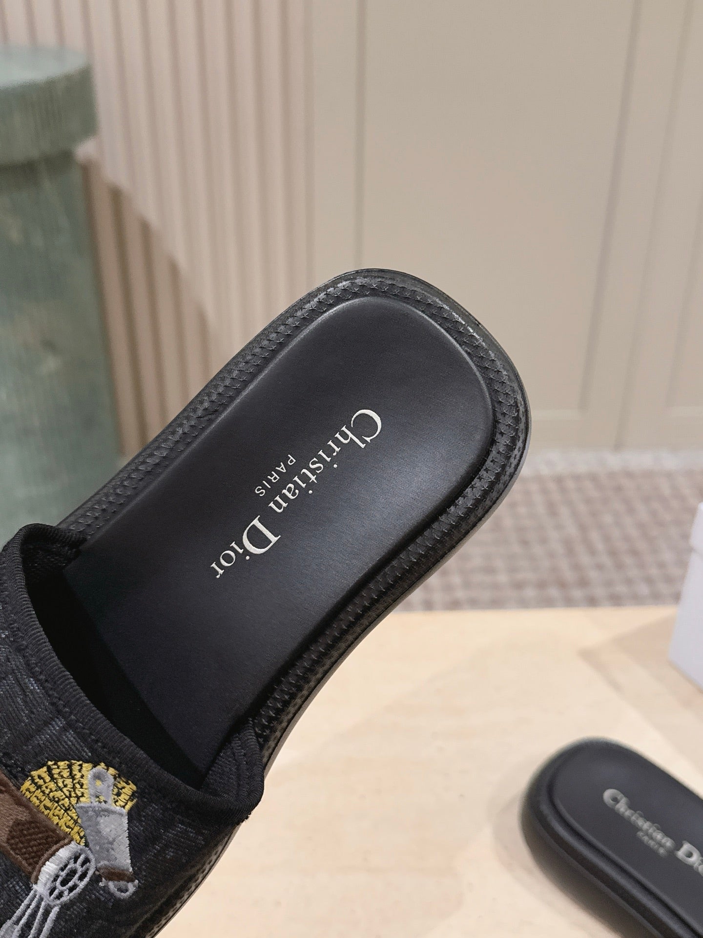 DIOR 26S SLIDE SANDALS IN BLACK MONOGRAM EMBROIDERED CANVAS