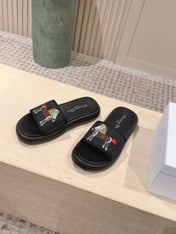 DIOR 26S SLIDE SANDALS IN BLACK MONOGRAM EMBROIDERED CANVAS