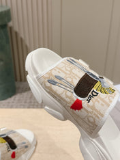 DIOR 26S DOUBLE STRAP SLIDE SANDALS IN BEIGE MONOGRAM CANVAS