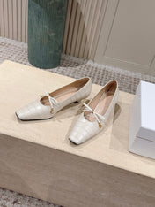 DIOR 26S MARY JANE KITTEN HEEL 40MM IN BEIGE CROCODILE EMBOSSED CALFSKIN