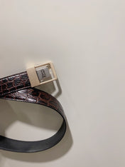 YSL 25S BELT 30 MM IN DARK BROWN EMBOSSED CALFSKIN 520631