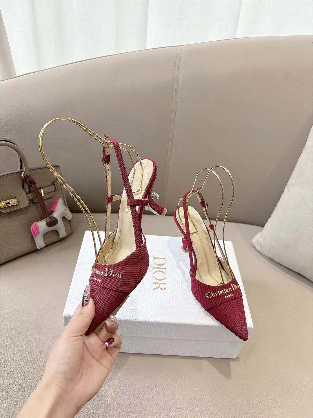 MY DD SLINGBACK PUMP 85MM IN RED DENIM