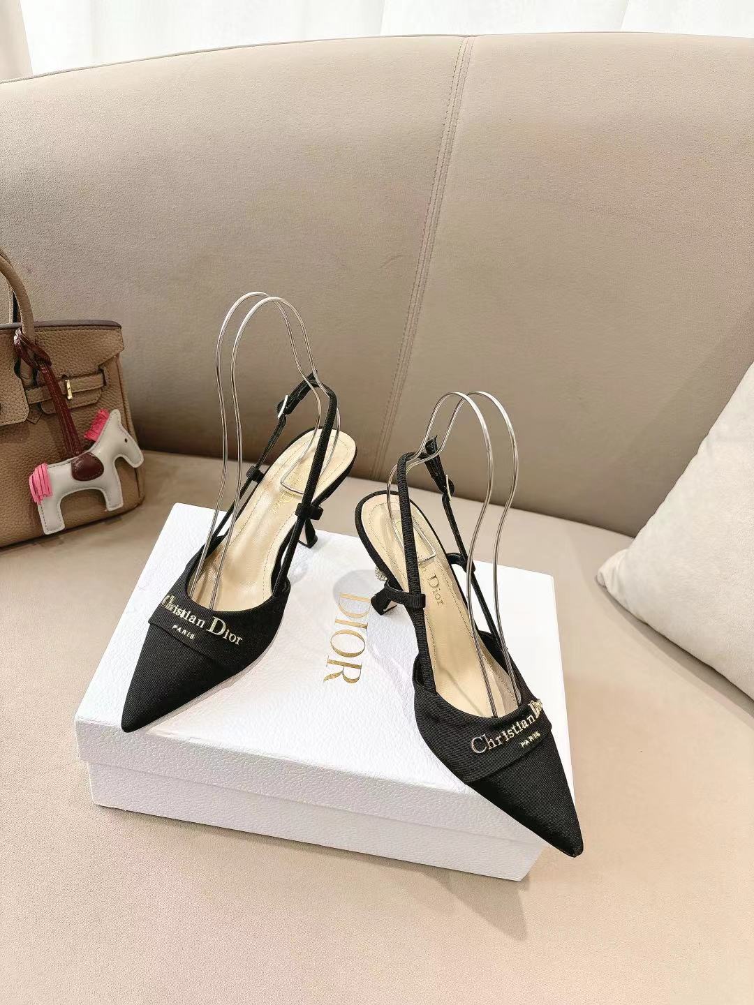 MY DD SLINGBACK PUMP 85MM IN BLACK DENIM