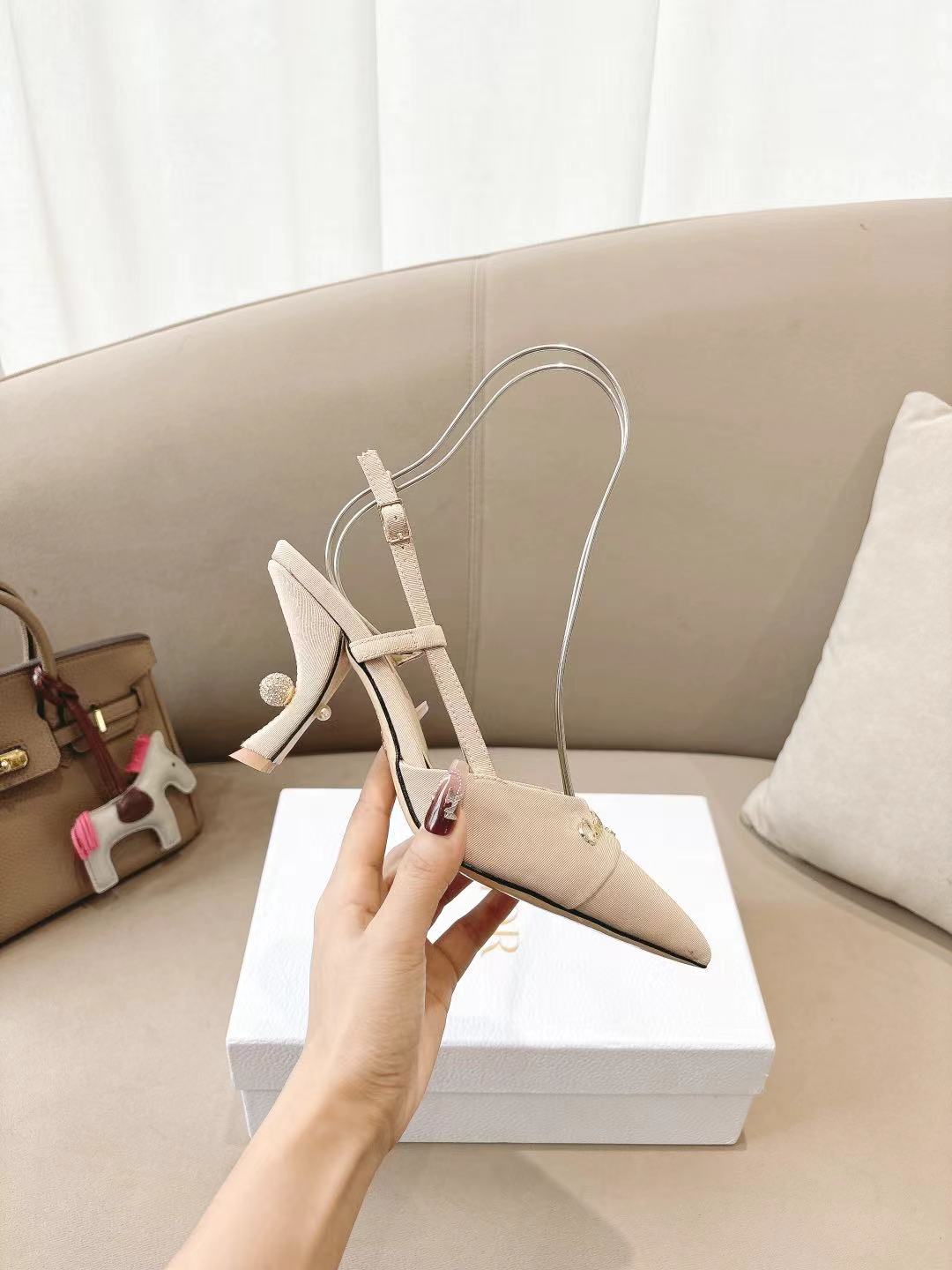 MY DD SLINGBACK PUMP 85MM IN BEIGE DENIM