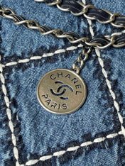 CC LARGE 42 CROSSBODY BAG IN BLUE DENIM WITH CHAIN