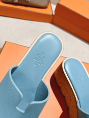 HM 25S HIGH WEDGE SANDALS IN SKY BLUE LAMBSKIN STYLE 8