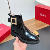 RANGERS CHELSEA BOOTS IN BLACK SHINY CALFSKIN GOLD BUCKLE