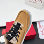 VALENTINO 25S RUNBOOT SNEAKERS IN BROWN MIX BLACK LAMBSKIN