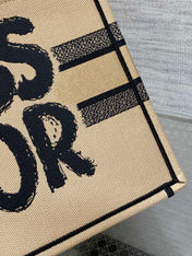 BOOK TOTE 36 BEIGE AND BLACK MISS DIOR GRAFFITI EMBROIDERY