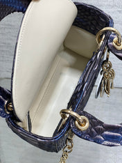 MINI 17 LADY BAG IN NAVY BLUE MIX BLACK SNAKESKIN PATTERN LAMBSKIN