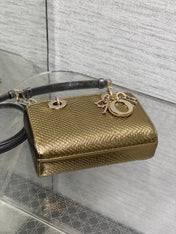MEDIUM 16 LADY BAG IN GOLD METALLIC LAMBSKIN
