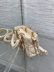 DIOR 25S MICRO LADY D-JOY 16 IN BEIGE LAMBSKIN GOLD HARDWRE