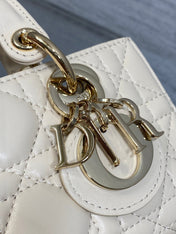 DIOR 25S MICRO LADY D-JOY 16 IN BEIGE LAMBSKIN GOLD HARDWRE