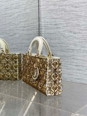 DIOR 25S SMALL LADY - JOY BAG 26 IN LATTE CANNAGE CALFSKIN WITH SPARKLING
