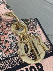 DIOR 25S SMALL LADY D-LITE BAG 24 IN PINK DIOR FLOWERS CALENDAR ALLOVER EMBROIDERY
