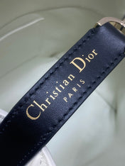 DIOR 25S TOUJOURS VERTICAL NANO TOTE BAG 18 IN IVORY BLACK MACROCANNAGE CALFSKIN