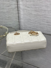 DIOR 25S MICRO LADY D-JOY 19 IN IVORY CALFSKIN GOLD HARDWARE