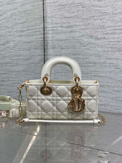 DIOR 25S MICRO LADY D-JOY 19 IN IVORY CALFSKIN GOLD HARDWARE