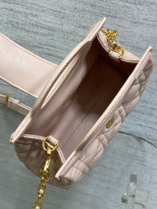 DIOR 25S JOLIE TOP HANDLE MINI BAG 18 IN BABY PINK CALFSKIN GOLD HARDWARE