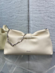 DIOR 26S BOW BAG 30 IN WHITE LAMBSKIN